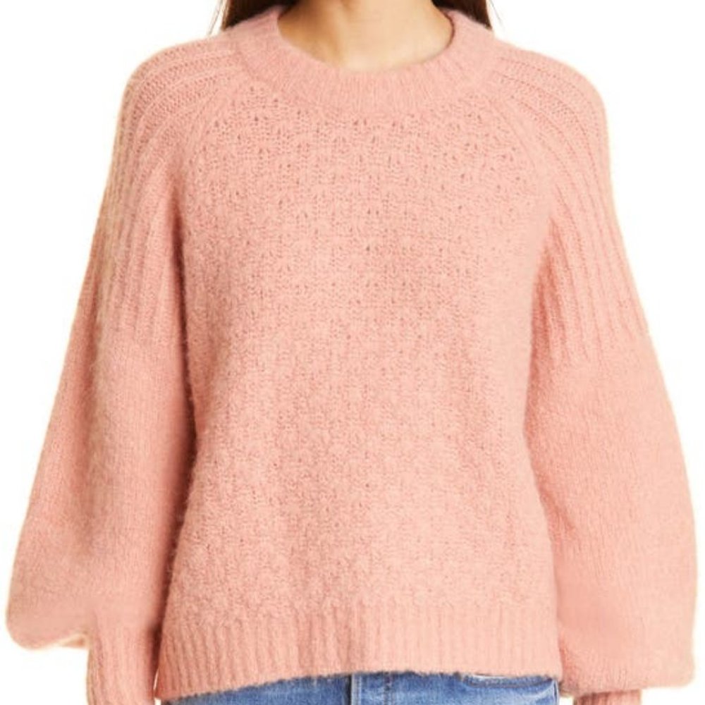 ByTiMo Alpaca & Wool Crewneck Long Sleeve Sweater In Pink size Small